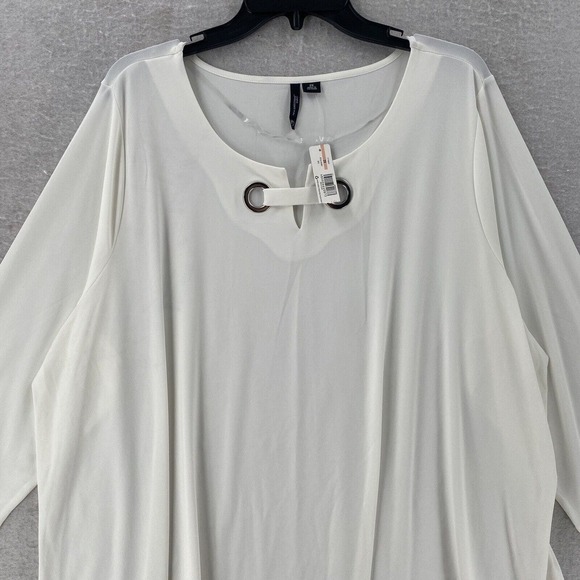 NWT New Directions Blouse Womens‎ 2X Flowy Tunic Career Metal Accent 3/4 Sleeve - Picture 3 of 13